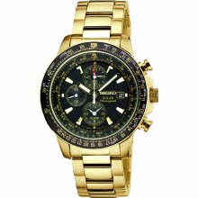 Seiko Solar Stainless Steel Gold Tone Flight Computer Chronograph