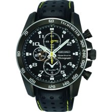 Seiko Sportura Chronograph Alarm Black Dial Mens Watch SNAE67