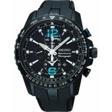 Seiko Sportura Snaf25 Men's Black Rubber Chronograph Watch - & Authentic