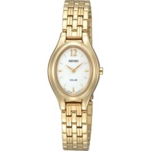 Seiko SUP008 Solar Ladies Watch Silver Dial Gold Case