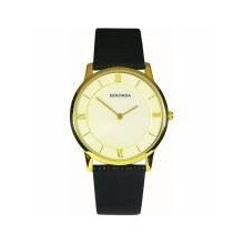 Sekonda Gents Black Textured Gold Plated Case Wrist Watch