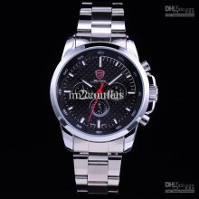 Shark Quartz Army Sport Watch Black Analog Day Date Men Fashion Mili