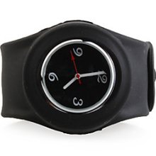 Silicone Band Fashiona Men Jelly Casual Clap Watch - Black