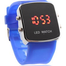 Silicone Band Modern Women Unisex Men Jelly Sport Style LED Wrist Watch - Blue