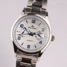 Silver Dial Blue Index Hands Stainless Steel Strap Women Quartz Watc