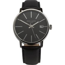 Simon Carter Men's Quartz Watch With Black Dial Analogue Display And Black Leather Strap Wt1905 Black