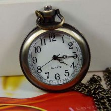 Simple Style-Antique bronze glass simple Pocket Watch wp073