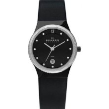 Skagen 880lblbs Women's Watch Quartz Black Dial Black Leather Strap