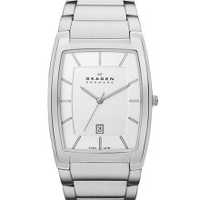 Skagen 'Link' Rectangular Bracelet Watch Silver