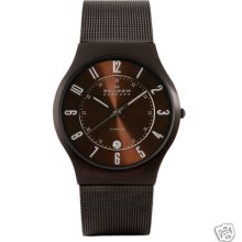 Skagen Men's Brown Dial Titanium Mesh Watch 233xltmd