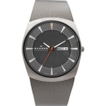 Skagen Men's Charcoal Dial Titanium Mesh Watch 696xlttm