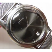 Skagen Men's Silver Calendar Watch $895 w/ Bracelet