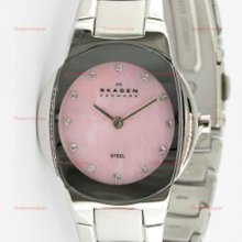 Skagen Steel Pink Mop Dial Link Strap Analog Womens Wrist Watches 589ssxp