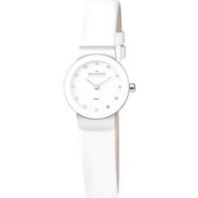 Skagen White White Leather with Glitz Watch