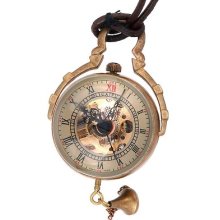 Skeleton Crystal Ball Pocket Watch Mechanical Movement Hand Wind Steampunk