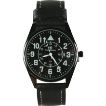 SMITH & WESSON BLACK CIVILIAN LEATHER BAND WATCH - 1 Year Manufacturer Warranty