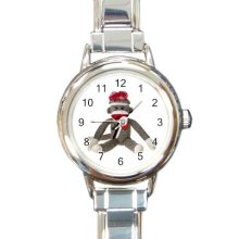 Sock Monkey Watch Italian Charm Round Womens Jewelry 26402323