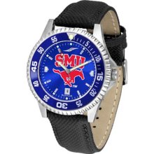 Southern Methodist Mustangs SMU Mens Leather Anochrome Watch