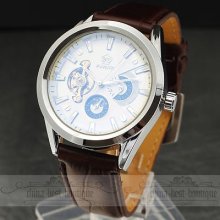 Special Cool Men's Sports Auto Mechanical Analog Leather Clock Wrist Watch 2414