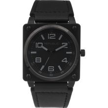 Stainless Steel All Black Leather Strap Aviation Watch