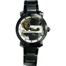 Steinhausen Men's Automatic Bridge Black Case Silver Dial Watch (black)