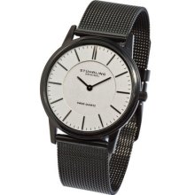 Stuhrling 238 32592 Slim Newberry Classic Black Case White Dial Mesh Mens Watch