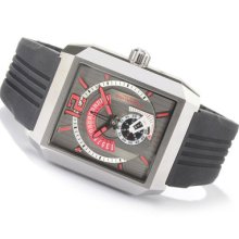 Stuhrling 284 Metropolis Auto Retrograde Date Grey/red Dial Rubber Mens Watch