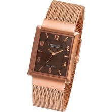 Stuhrling 325 334459 Mens Newberry Plaza Swiss Quartz Rosetone/brown Watch