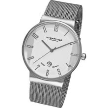 Stuhrling 327g Mens Monticello Swiss Quartz Date Silvertone Mesh Watch