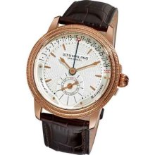 Stuhrling 339 3345k2 Saturnalia Magnate Auto White Dial Leather Mens Watch