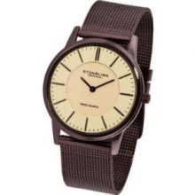 Stuhrling Original 238.3261K77 Mens Newberry Swiss Quartz Bronze Tone Case with Vanilla Dial on Bronze Tone Mesh Bracelet