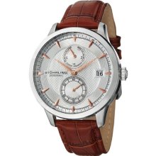 Stuhrling Original 493 3315k2 Navigator Pr Automatic Leather Strap Mens Watch