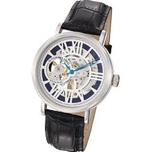 Stuhrling Original Men's Delphi Automatic Black Leather Strap Watch