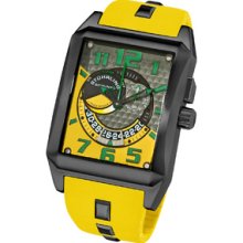 Stuhrling Original Men's 'Mad Man Complex' Yellow Rubber Strap