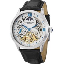 Stuhrling Original Watches Men's Automatic Silvertone Skeleton Dial Bl