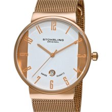 Stuhrling Original Watches Men's Classic Rose Tone White Dial Rose Ton