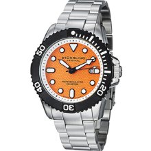 Stuhrling Original Watches Men's Atlantis Elite Orange Dial Stainless