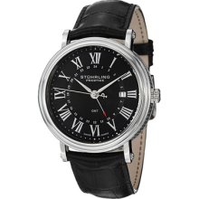 Stuhrling Original Watches Men'S Black Dial Black Leather Black Leathe