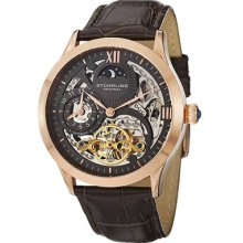 Stuhrling Original Watches Men's Automatic Skeleton Gunmetal Dial Brow