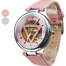 Style Women's Fashion PU Analog Mechanical Wrist Watch (Assorted Colors)