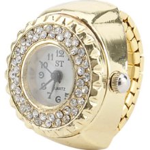 Style Women's Golden Alloy Analog Quartz Ring Watch (Gold)