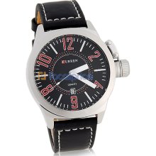 Stylish PU Leather Band Wrist Watch (Black)