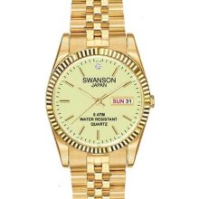 Swanson Men Gold-tone, Light Gold Dial Dress Watch