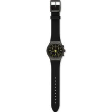 Swatch Gent's Case Chronograph Date Black Rubber Watch Ycm4000v