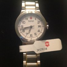 Swiss Army Victorinox Peak Ii 2-tone White Dial Date Ladies Watch 241278.cb