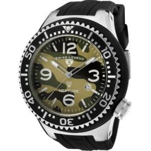 Swiss Legend Men's Neptune Green Camouflage Dial Black Silicone