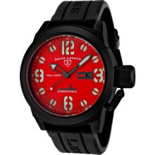 Swiss Legend Men's Submersible Red Dial Black Ion Plated Ss Case Black