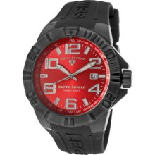 Swiss Legend Men's Super Shield Red Dial Black Ip Ss Case Black Silico