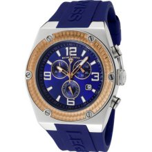 Swiss Legend Men's Throttle Chrono Blue Dial Rose Gold Ip Bezel Blue S