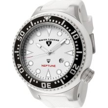 Swiss Legend Neptune 21818d-02 Gents White Rubber Rubber Rrp Â£270 Date Watch